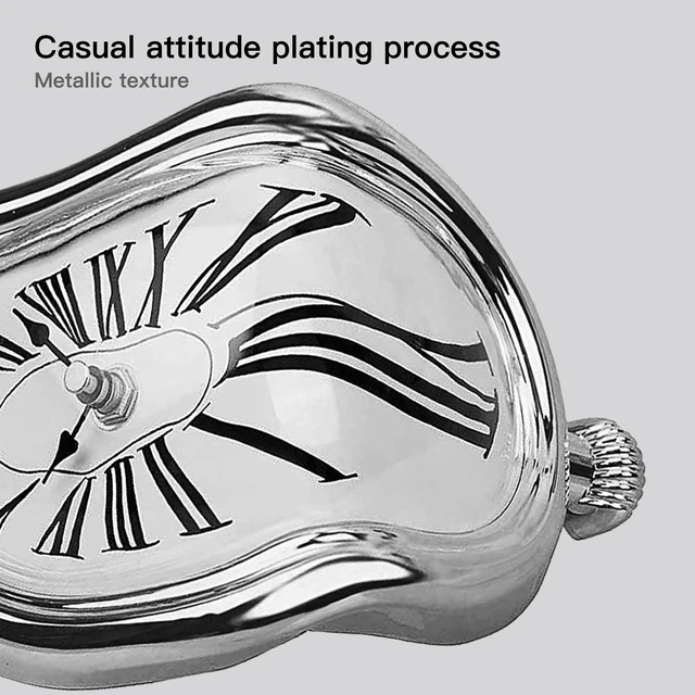Alt view image 6 of 7 - Melting Clock Dali Melted Clock Gift Decor Art Inspired Wall Clock Twisted Shelf Hanging Surrealist for Decorative Shop Office Home Desk Roman Silve