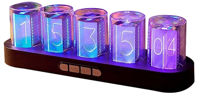 Main image of Imitation Nixie Tube Clock RGB Creative Clock with 16 Million Colors and Customizable Modes, 12/24H,Retro Gift, Office Decor, Cool Desktop Clocks