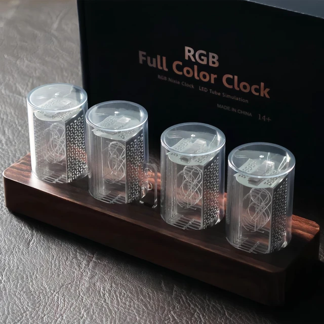 Alt view image 6 of 6 - LED Nixie Tube Clock, Small Digital Clock with 7 Modes Display, Digital Alarm Clock with Hours/Minutes/Countdown/Brightness Adjustment - 12/24H Display, Glow Tube Clock, Ideal Gift for Friend