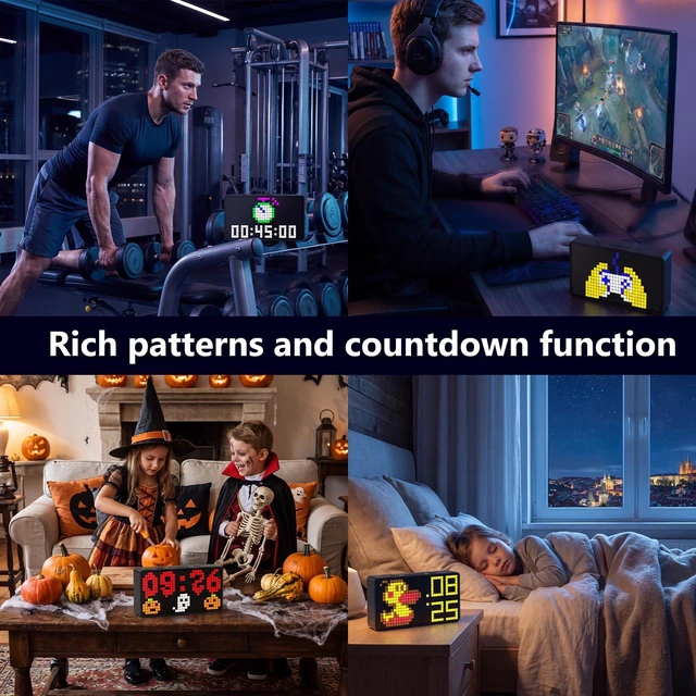 Alt view image 6 of 6 - Bluetooth APP Custom Digital LED Display Alarm Clocks for Bedrooms | Custom LED Clock with Date Timer, DIY Display & Games for Desk