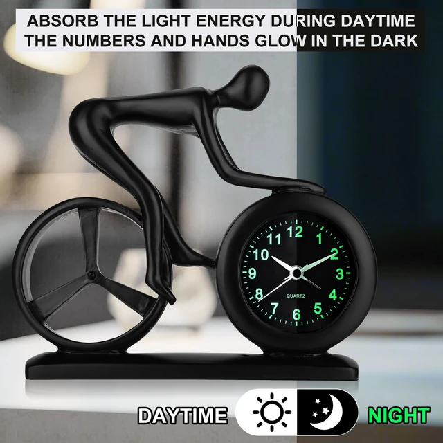 Alt view image 2 of 7 - Racing Bicycle Desk Alarm Clock Battery Operated, Glow-in-the-Dark Dial, Silent Non-Ticking | Unique Cycling Gift for Cyclists, Students, Teachers | Office, Desk, Shelf Decor