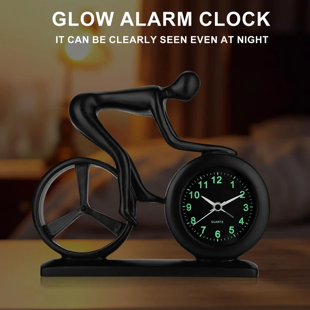 Alt view image 4 of 7 - Racing Bicycle Desk Alarm Clock Battery Operated, Glow-in-the-Dark Dial, Silent Non-Ticking | Unique Cycling Gift for Cyclists, Students, Teachers | Office, Desk, Shelf Decor