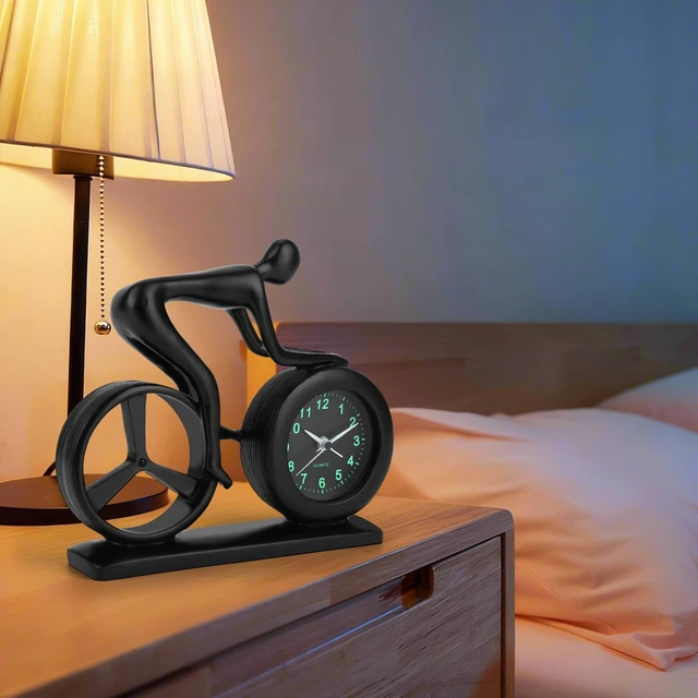 Alt view image 7 of 7 - Racing Bicycle Desk Alarm Clock Battery Operated, Glow-in-the-Dark Dial, Silent Non-Ticking | Unique Cycling Gift for Cyclists, Students, Teachers | Office, Desk, Shelf Decor