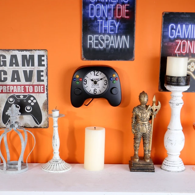 Alt view image 4 of 7 - Game Controller Desk & Wall Clock Retro Gamer Gift Decor,Gamepad-Shaped Clock for Bedroom, Office, or Game Room for Boys, Teens & Men Unique Video Game Decor