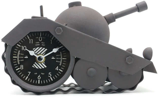Main image of Army Tank Desk Clock for Men - Military Veteran Gifts, Silent Non-Ticking Metal Tank Sculpture, Man Cave Office Desk Decor Handcrafted 8.6×5.1 Inches