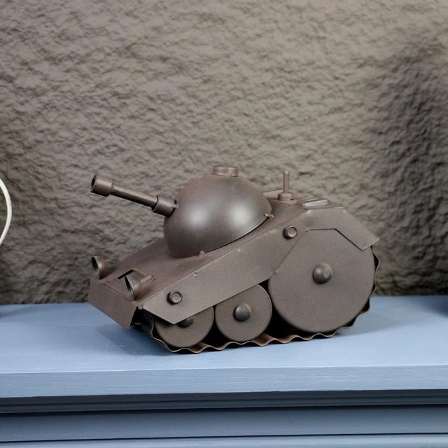 Alt view image 5 of 7 - Army Tank Desk Clock for Men - Military Veteran Gifts, Silent Non-Ticking Metal Tank Sculpture, Man Cave Office Desk Decor Handcrafted 8.6×5.1 Inches