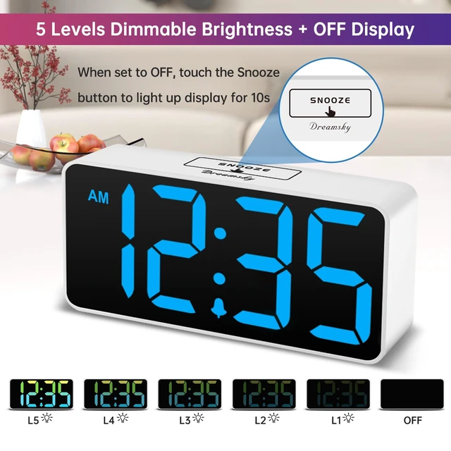 Alt view image 5 of 7 - Large Digital Alarm Clock Big Number for Seniors/Visually Impaired | RGB 9 Inches Desk Clock for Bedroom, Dimmable Jumbo Display, USB Ports, Loud Alarm for Heavy Sleepers, Adjustable Volume