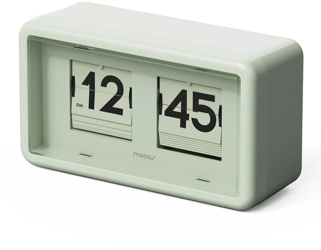 Main image of Newtro Flip Desk Clock, Battery Powered, Wall/Desk (Olive) | Retro Design Auto Flip, Automatic Turning Vintage Flip, AM/PM, Home Decor Ideal for Home Office Living Room Hotel Café