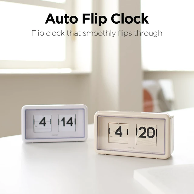 Alt view image 3 of 7 - Newtro Flip Desk Clock, Battery Powered, Wall/Desk (Olive) | Retro Design Auto Flip, Automatic Turning Vintage Flip, AM/PM, Home Decor Ideal for Home Office Living Room Hotel Café