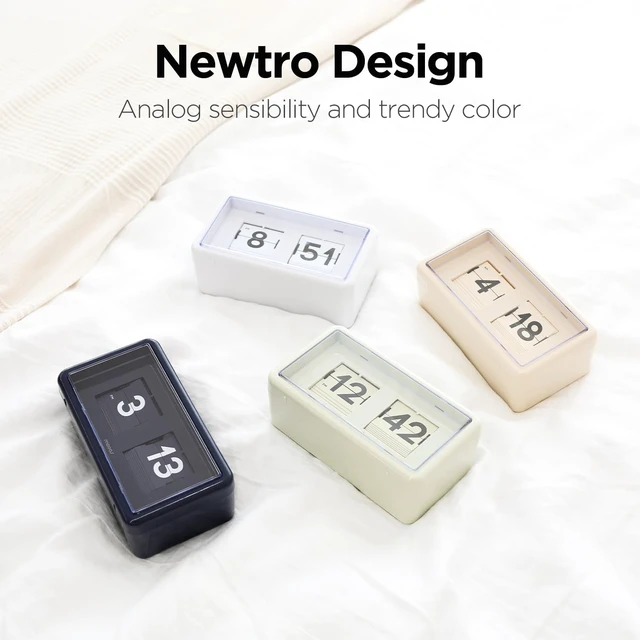 Alt view image 2 of 7 - Newtro Flip Desk Clock, Battery Powered, Wall/Desk (Olive) | Retro Design Auto Flip, Automatic Turning Vintage Flip, AM/PM, Home Decor Ideal for Home Office Living Room Hotel Café
