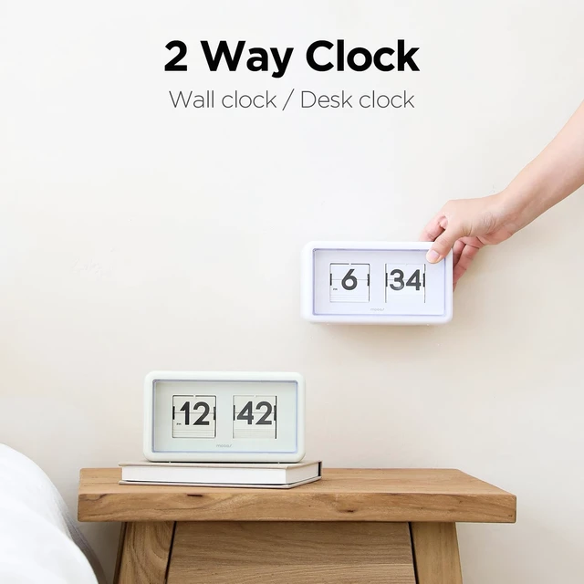Alt view image 6 of 7 - Newtro Flip Desk Clock, Battery Powered, Wall/Desk (Olive) | Retro Design Auto Flip, Automatic Turning Vintage Flip, AM/PM, Home Decor Ideal for Home Office Living Room Hotel Café