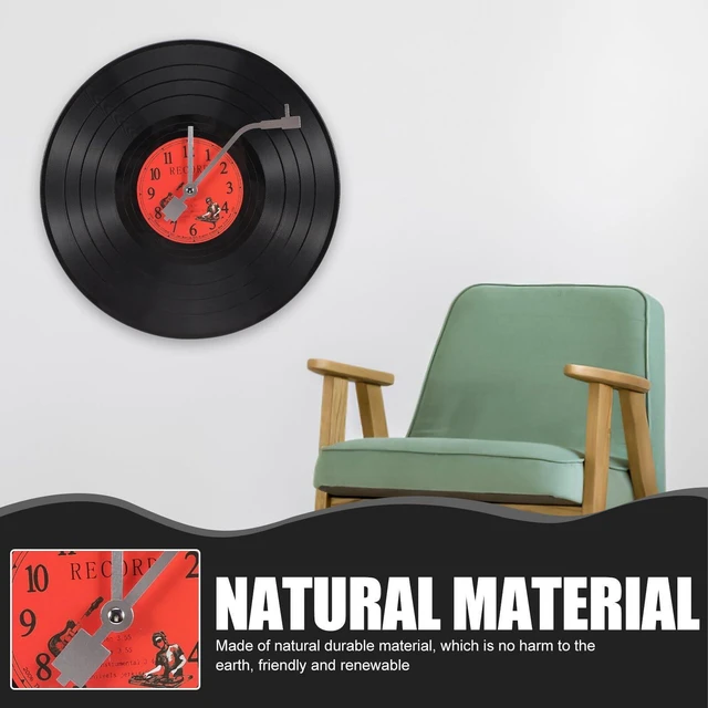 Alt view image 6 of 7 - Musical Black Vinyl Record Wall Clock Battery Operated Music Room Decor Decoration Art Hanging Clocks- 11.81inch