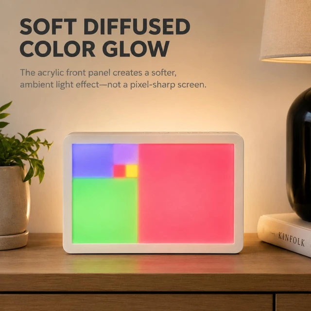 Alt view image 5 of 7 - Fibonacci Clock, Math-Inspired Color Tile Desk Art with Bluetooth Time Sync, USB-C Rechargeable LED Timepiece, Gift for Math Lovers, Engineers & Teachers
