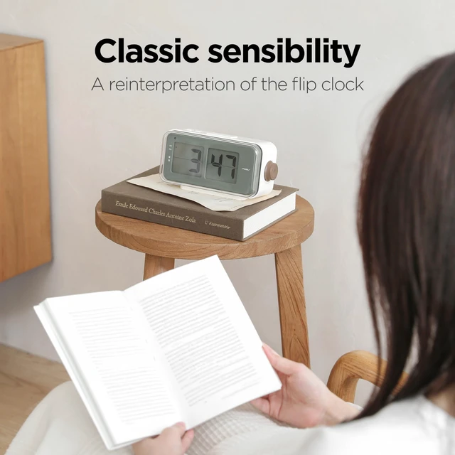 Alt view image 2 of 6 - Retro Flip Clock, Battery Powered, Alarm/Snooze, Wall/Desk (Mocha) | Dial Button, Auto Flip Alarm Clock, Auto Brightness Control, AM/PM, Home Decor Ideal for Home Office Hotel Café