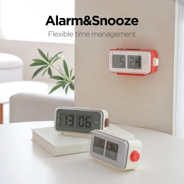 Alt view image 3 of 6 - Retro Flip Clock, Battery Powered, Alarm/Snooze, Wall/Desk (Mocha) | Dial Button, Auto Flip Alarm Clock, Auto Brightness Control, AM/PM, Home Decor Ideal for Home Office Hotel Café