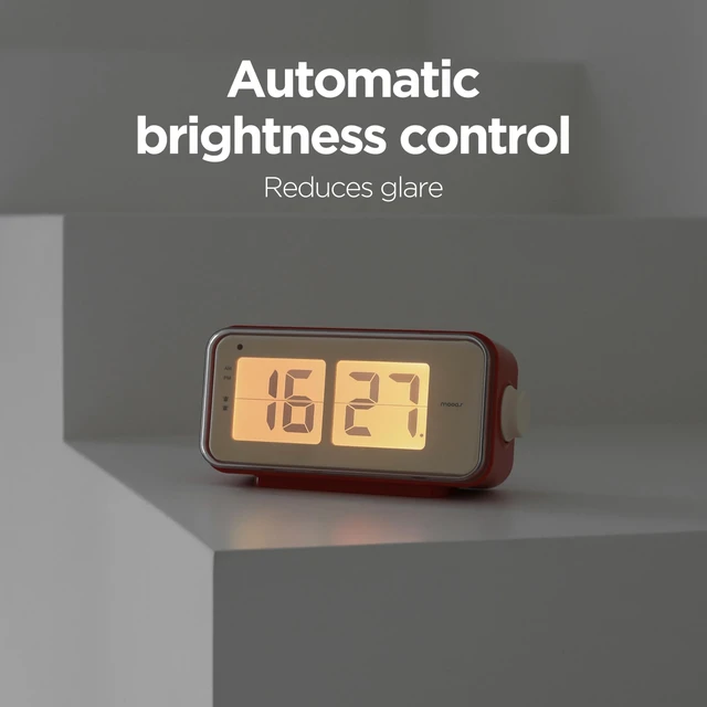 Alt view image 4 of 6 - Retro Flip Clock, Battery Powered, Alarm/Snooze, Wall/Desk (Mocha) | Dial Button, Auto Flip Alarm Clock, Auto Brightness Control, AM/PM, Home Decor Ideal for Home Office Hotel Café