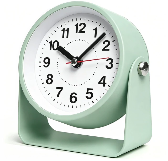 Main image of 3.5" Analog Alarm Clock, Small Retro Desk Clock 360° Adjustable Angle | Silent Table Metal Clock with Night Light Snooze for Living Room Decor,Bedroom,Bedside,Shelf, Snooze Clock for Adults