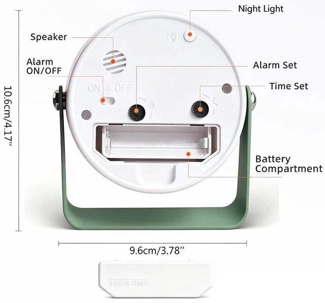 Alt view image 5 of 7 - 3.5" Analog Alarm Clock, Small Retro Desk Clock 360° Adjustable Angle | Silent Table Metal Clock with Night Light Snooze for Living Room Decor,Bedroom,Bedside,Shelf, Snooze Clock for Adults