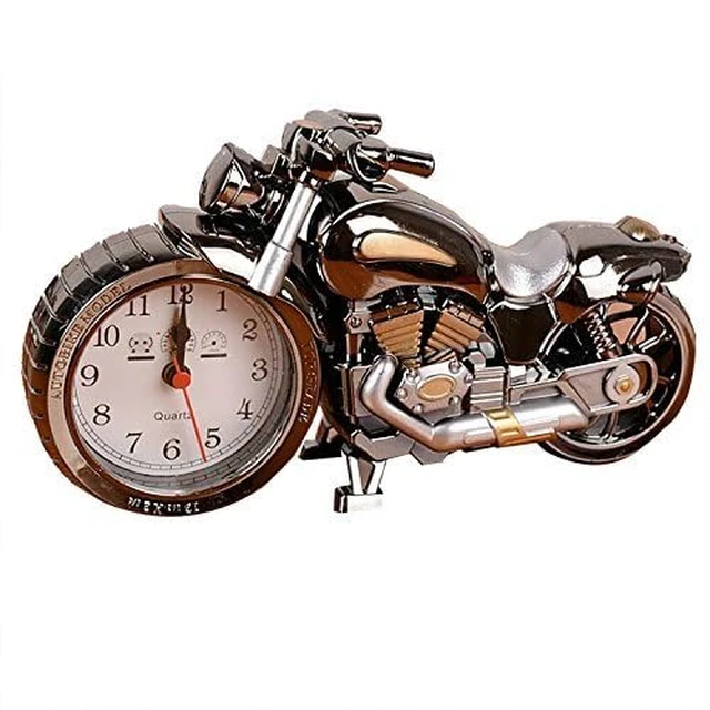 Alt view image 2 of 4 - Vintage Mini Motorcycle/Bicycle Model Alarm Clock Battery Powered Desk Shelf Clock Creative (Motorcycle Model)