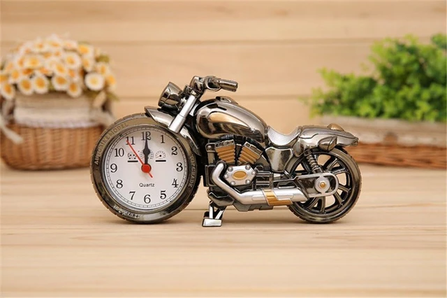 Alt view image 3 of 4 - Vintage Mini Motorcycle/Bicycle Model Alarm Clock Battery Powered Desk Shelf Clock Creative (Motorcycle Model)