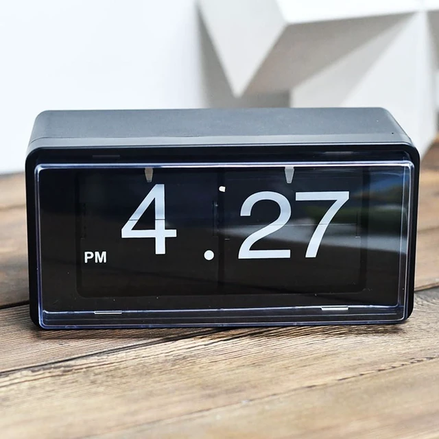 Main image of Retro Style Flip Clock,Auto Page Turning Transparent Cover Digital Flip Desk Clock. Classic Mechanical Battery Operated Digital Display,Home and Office Decorations(No Battery Included) (Black)