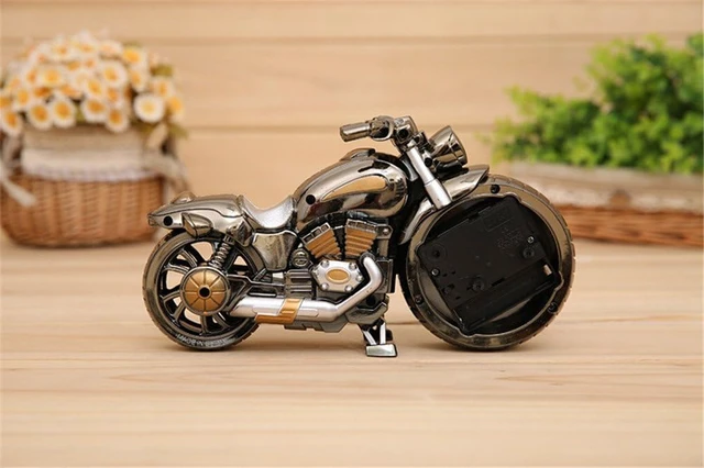 Alt view image 4 of 4 - Vintage Mini Motorcycle/Bicycle Model Alarm Clock Battery Powered Desk Shelf Clock Creative (Motorcycle Model)