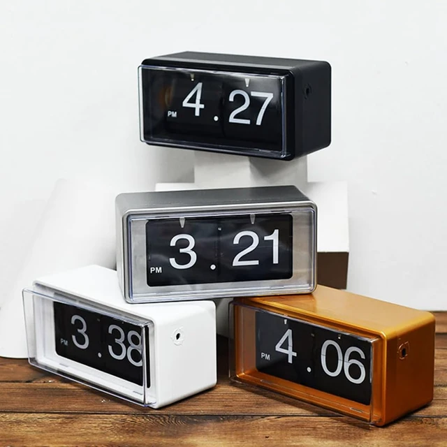 Alt view image 4 of 4 - Retro Style Flip Clock,Auto Page Turning Transparent Cover Digital Flip Desk Clock. Classic Mechanical Battery Operated Digital Display,Home and Office Decorations(No Battery Included) (Black)