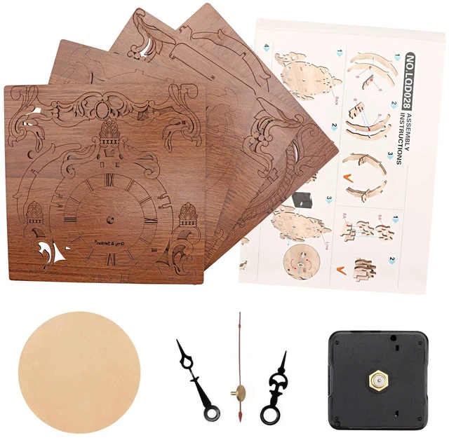 Alt view image 2 of 7 - Wooden 3D Puzzle Clock Model Kit for Adults, DIY Desk Clock, Dark Wooden 3D Puzzles, Crafts Gifts for Kids Children