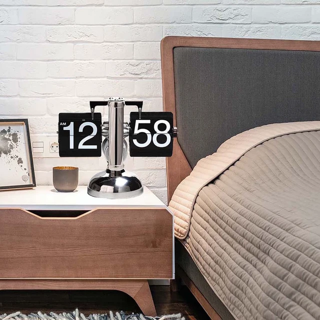Alt view image 3 of 7 - Flip Clock,Retro Flip Down Clock Mechanical Digital Flip Desk Clocks Internal Gear Operated Flipping Down Clocks Battery Powered for Home Office Décor