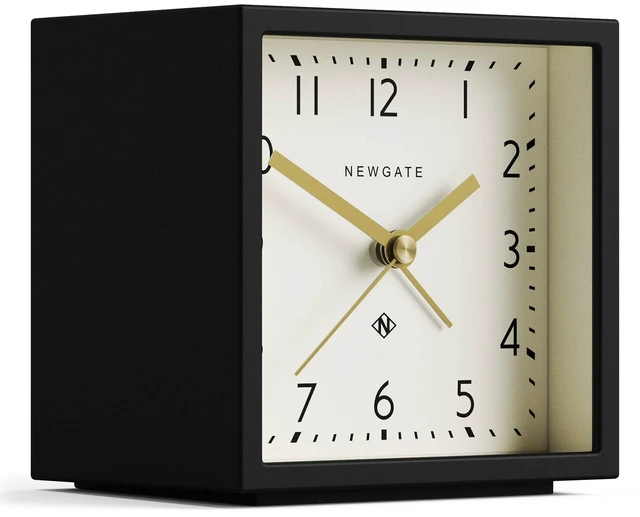 Main image of Equinox Alarm Clock | Design-led Cube Shaped Modern Alarm | Black | Ideal for bedside, desk, shelf & mantel | Mid-century bedroom & office accessory