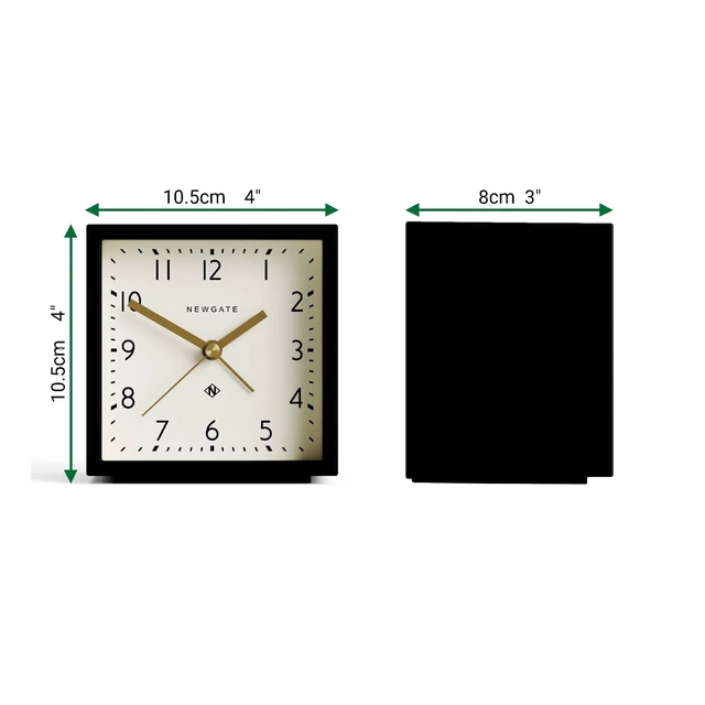 Alt view image 3 of 6 - Equinox Alarm Clock | Design-led Cube Shaped Modern Alarm | Black | Ideal for bedside, desk, shelf & mantel | Mid-century bedroom & office accessory