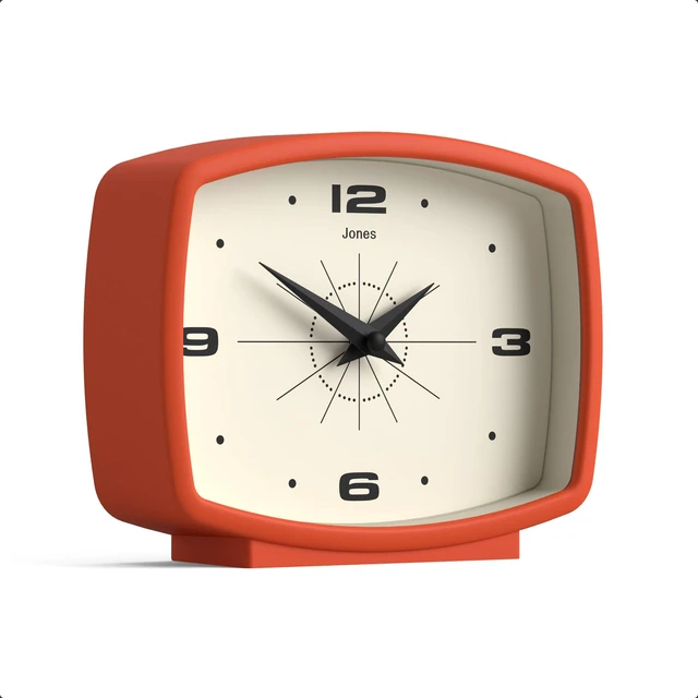Alt view image 2 of 7 - Film Desk Clock | Retro Rectangular Design | Orange | Retro design, blending mid-century style with a punchy modern finish for shelf, table, mantel or bedside