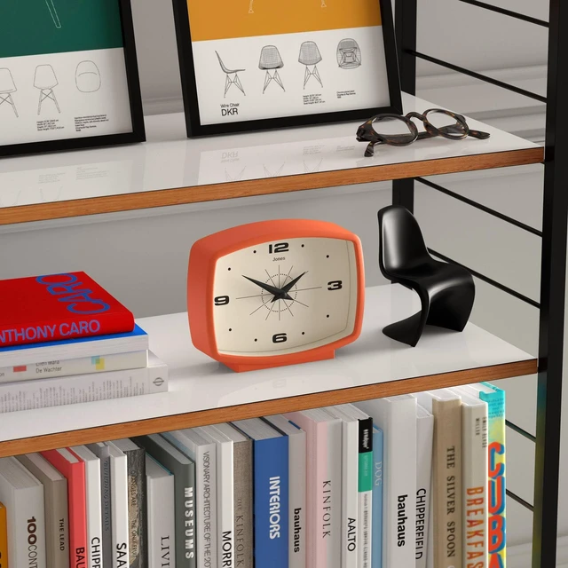 Alt view image 5 of 7 - Film Desk Clock | Retro Rectangular Design | Orange | Retro design, blending mid-century style with a punchy modern finish for shelf, table, mantel or bedside