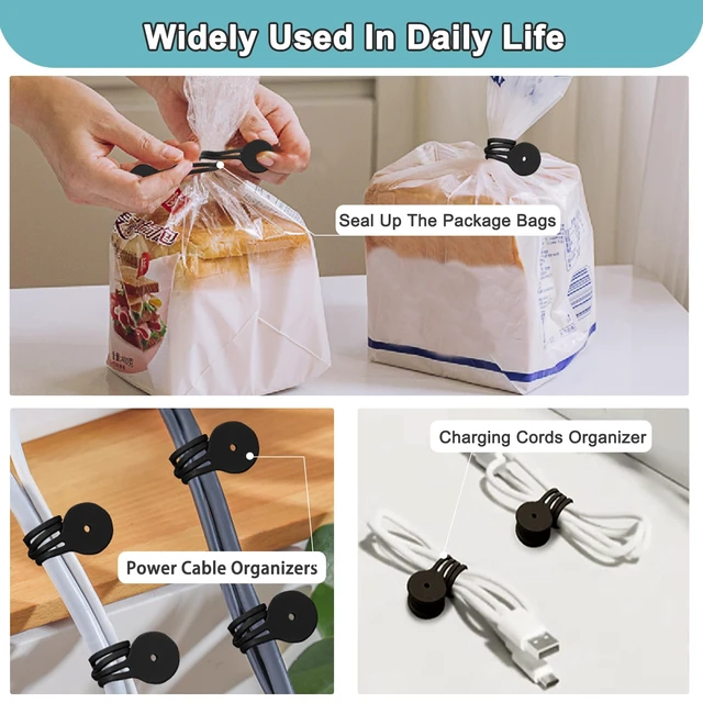 Alt view image 5 of 7 - 10 Pack Magnetic Cable Ties, Reusable Magnetic Twist Ties,Black | Silicone Cord Ties Charging Cord Organizer Travel Cable Management Straps Headphone Cord Wrap Reusable & Sturdy Cable Winder