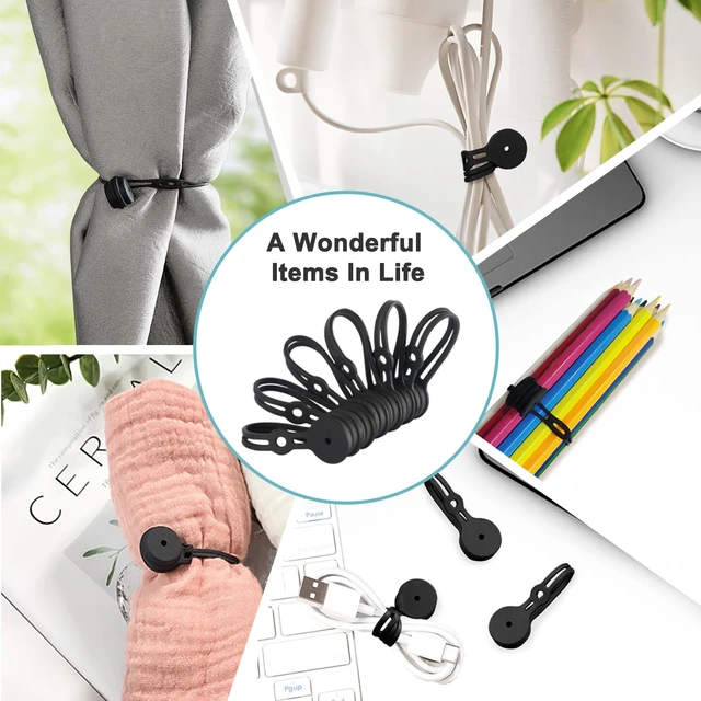 Alt view image 7 of 7 - 10 Pack Magnetic Cable Ties, Reusable Magnetic Twist Ties,Black | Silicone Cord Ties Charging Cord Organizer Travel Cable Management Straps Headphone Cord Wrap Reusable & Sturdy Cable Winder