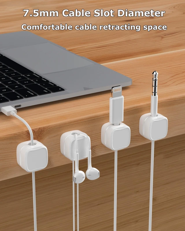 Alt view image 2 of 7 - Magnetic Cable Clips, Adjustable Cord Holder Management, Adhesive Wire Keeper Organizer for Home Office Desk Phone PC Car Wall Desktop Nightstand Appliance (9-Pack White)