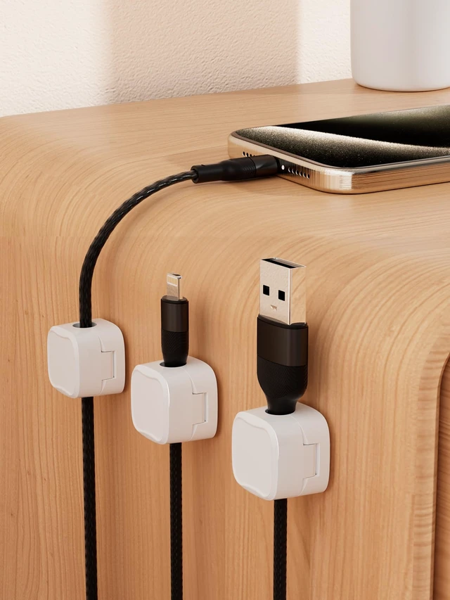 Alt view image 6 of 7 - Magnetic Cable Clips, Adjustable Cord Holder Management, Adhesive Wire Keeper Organizer for Home Office Desk Phone PC Car Wall Desktop Nightstand Appliance (9-Pack White)