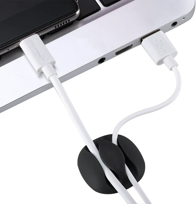 Alt view image 3 of 7 - 16PCS Black Cable Clips, Self Adhesive Cord Holder Cord Organizer | Residue-Free Strong Adhesive Easy Install, Keeps Charger Headphone Cord Clutter-Free for Home Office Desk Car Nightstand Wall