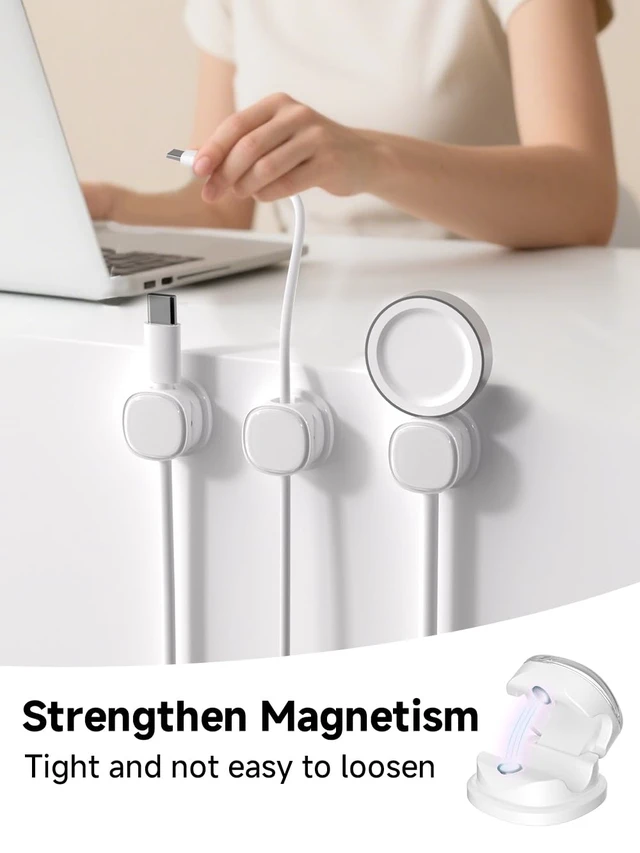 Alt view image 2 of 7 - Magnetic Cable Clips, Adjustable Cord Holder Management, Adhesive Wire Keeper Organizer for Home Office Desk Phone PC Car Wall Desktop Nightstand Appliance (9-PCS White)