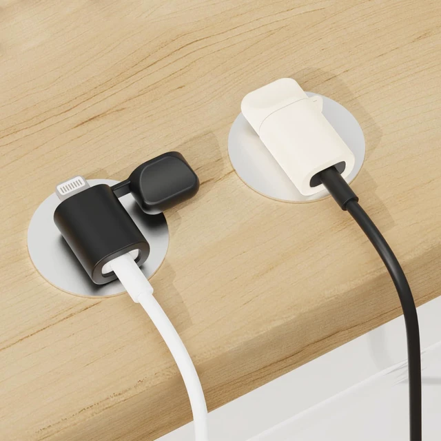 Main image of Magnetic Cable Holder for Desk, Strong Adhesive Cord Organizer with Charger Cable Protector Compatible with Lightning & USB-C Type-C, Anti-Slip Base to Prevent Snagging and Keep Wires Tidy