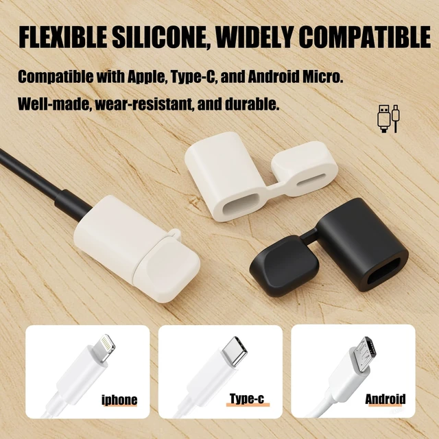 Alt view image 7 of 7 - Magnetic Cable Holder for Desk, Strong Adhesive Cord Organizer with Charger Cable Protector Compatible with Lightning & USB-C Type-C, Anti-Slip Base to Prevent Snagging and Keep Wires Tidy