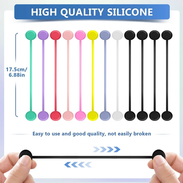 Alt view image 6 of 7 - Magnetic Cable Ties Reusable Silicone Magnetic Cord Organizers for Bundling, Fridge Clips, Book Markers & More Assorted Colors for Efficient Cable Management (Black Color, 12-Pack)