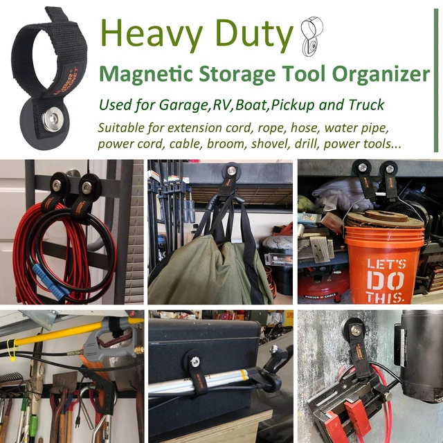 Alt view image 4 of 7 - Strong Magnetic Storage Strap,Heavy Duty Magnetic Garage Storage Tool Organizer,Extension Cord,Hose, Cable, Rope,Tools for Garage,Pick-up,RV and Workshop(2 Pack)
