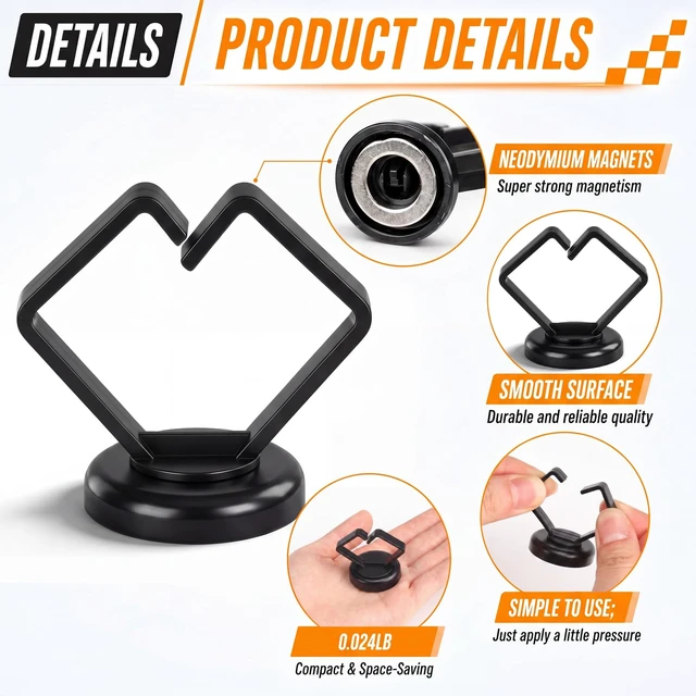 Alt view image 3 of 6 - 10 Pack Magnetic Cable Holder 23lbs Heavy Duty Zip Tie Mount | 7/8" Base, Magnetic Cable Organizer Clip, Scratch-free Wire Management for Home Office Desk Server Rack Marine Electrical