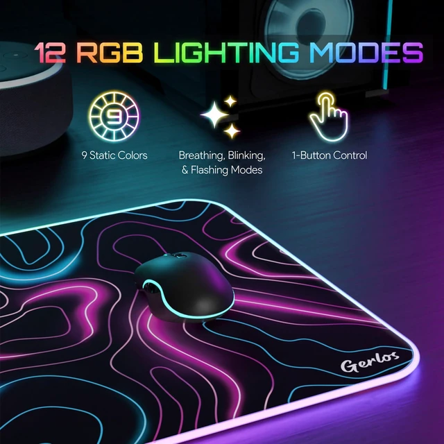 Alt view image 5 of 7 - RGB Gaming Mouse Pad, Large LED Desk Mat for Gamer, 31.5" x 11.8" | Extended Size Design, Superior Micro-Weave Cloth, Non-Slip Rubber Base, Durable Stitched Edges, Water-Resistant Coating
