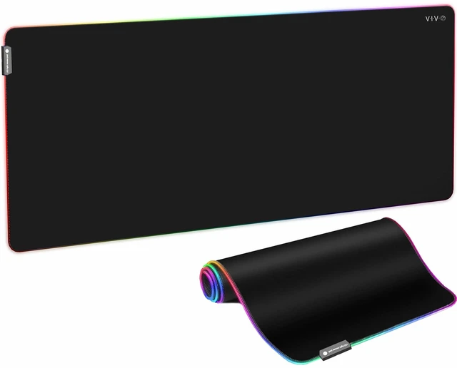 Main image of Black Large 60 x 24 in Full Size Desk Pad with RGB, DESK-PAD60-24 | RGB Lighting for Office Ambience and Immersive Gaming, Oversized Mouse Pad Table Cover, 12 Color Modes, Non-Slip Base