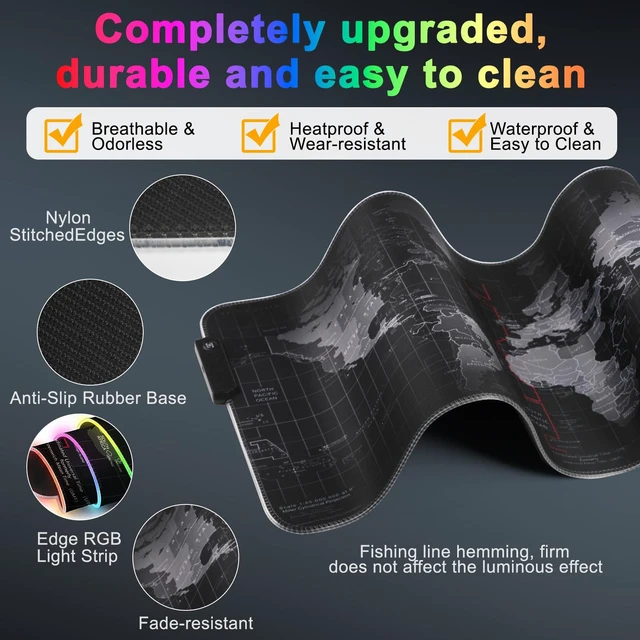 Alt view image 3 of 7 - RGB LED Gaming Mouse Pad, Desk Pad, Large Mouse Pad for Desk, Computer Mat | Mousepad, Keyboard Mat, Mouse Pads for Desk, 14 Light Modes, Gaming Mouse Pad, Computer Mats for Desktop, 31.5×11.8 Inch
