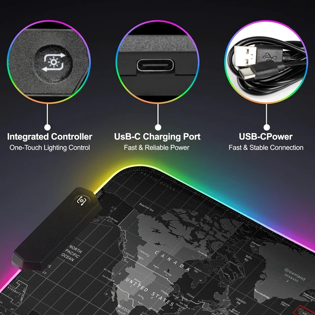 Alt view image 6 of 7 - RGB LED Gaming Mouse Pad, Desk Pad, Large Mouse Pad for Desk, Computer Mat | Mousepad, Keyboard Mat, Mouse Pads for Desk, 14 Light Modes, Gaming Mouse Pad, Computer Mats for Desktop, 31.5×11.8 Inch