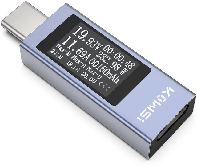 Main image of USB C Tester Power Meter 4-30V 0-12A Digital Multimeter, Type C Voltage and Current Tester Meter, Power Bank Capacity, Working Time Ammeter Voltmeter USB Cable Charger Detector
