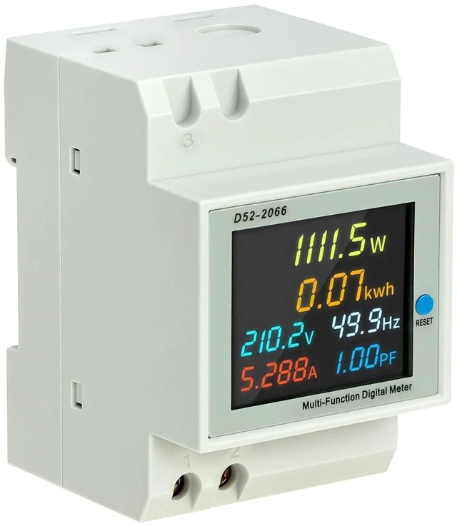 Main image of Digital DIN Rail AC Power Meter 40-300V 100A 6-in-1 Monitor HD Color LCD Display for Energy Voltage Current & Wattage Ideal for Home Distribution Box Solar Inverter & RV